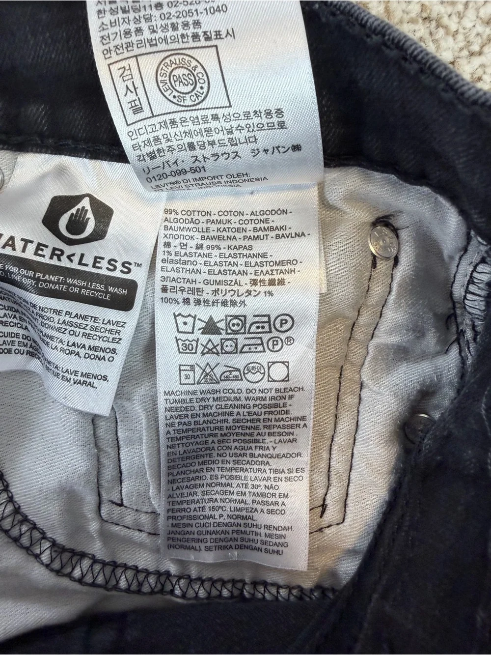 Levis Strauss 502 Jeans Slim Fit Stretch Black Men’s Size 33x32